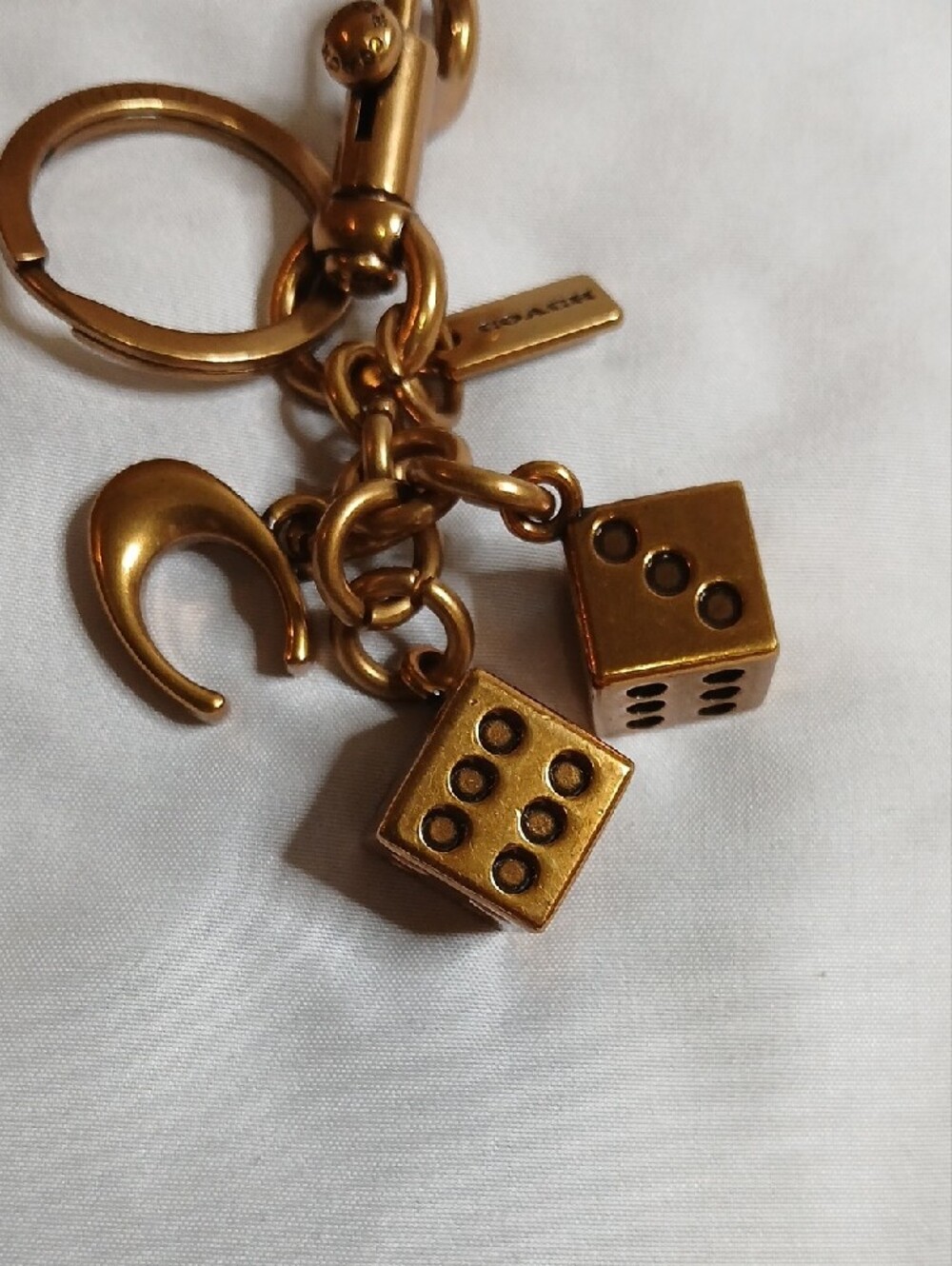 Coach Brass Dice And Logo Keychain - Picture 3 of 3